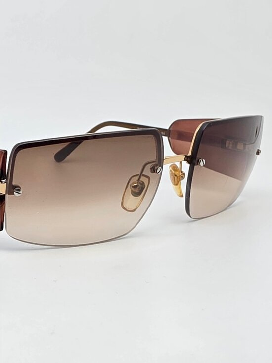 Giorgio Armani 1525 743 Gold Frame Brown Gradient Lens Semi Rimless Sunglasses main image 14